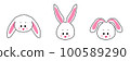 face set of a cute white rabbit. Kawaii bunny ear emoji, or bunny emoticon. symbol of a rabbit. Expression of a funny animal cartoon figure. outline in a vector illustration 100589290