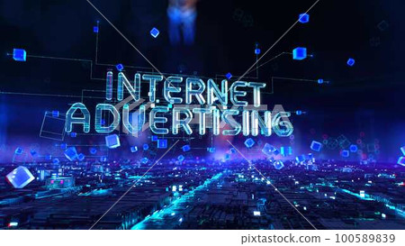 Internet Advertising -businessman working and touching virtual reality at office Internet Advertising -businessman working and touching virtual reality at office 100589839