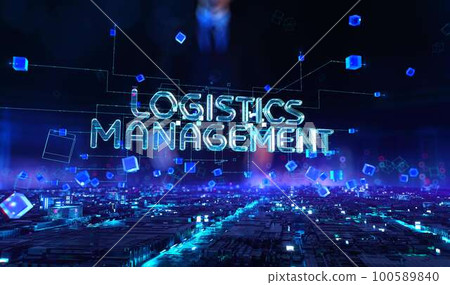 Logistics Management -businessman working and touching virtual reality at office Logistics Management -businessman working and touching virtual reality at office 100589840