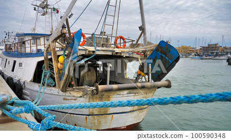 fishing boats moored in the port. fishing boats moored in the port. 100590348