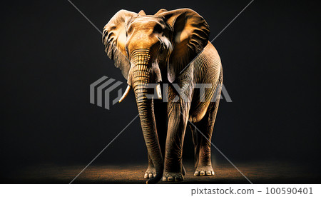 elephant on a black background, generative AI 100590401