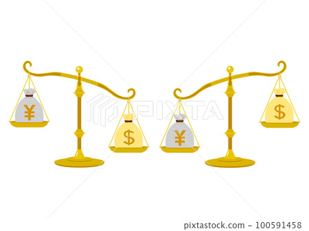 A balance where the exchange rate of the yen and the dollar fluctuates A balance where the exchange rate of the yen and the dollar fluctuates 100591458