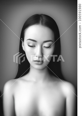 Woman dressed in latex leather bodysuit for adult bdsm games. Generative AI Woman dressed in latex leather bodysuit for adult bdsm games. Generative AI 100591980