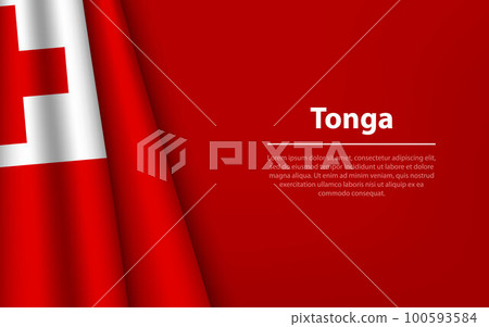 Wave flag of Tonga with copyspace background. 100593584