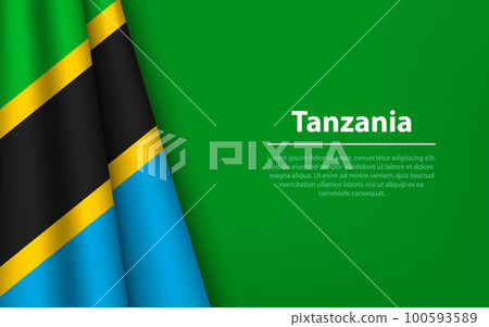 Wave flag of Tanzania with copyspace background. 100593589
