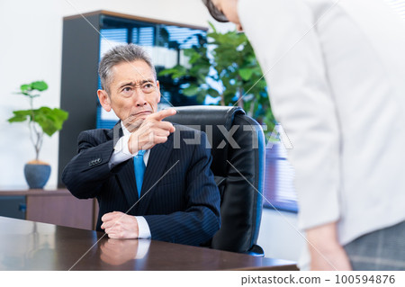 A man who is an officer reprimanding his subordinates A man who is an officer reprimanding his subordinates 100594876
