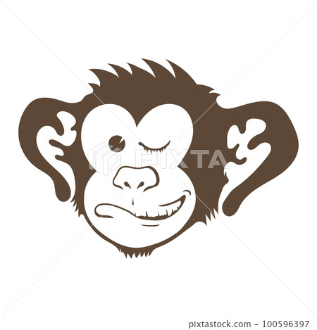Monkey Icon Isolated on White Background. Cartoon Ape Head. Mascot Funny Face 100596397