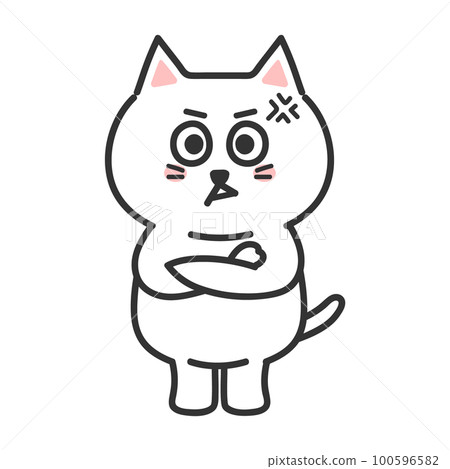 Illustration of an angry cat White cat Illustration of an angry cat White cat 100596582
