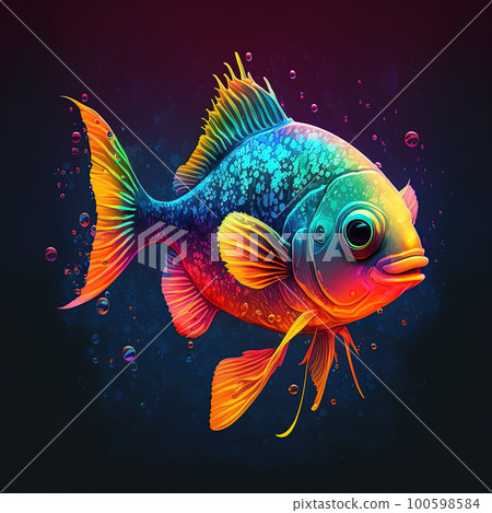 Colorful fish in neon colors. Pop style modern art 100598584