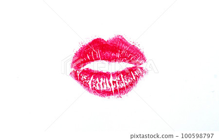 Red lipstick kiss mark isolated on white background Red lipstick kiss mark isolated on white background 100598797