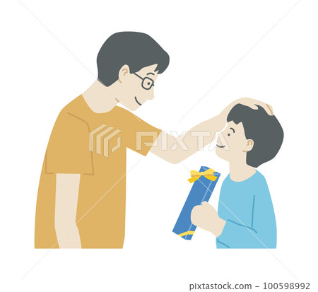 Parent and child giving presents Father's Day 100598992
