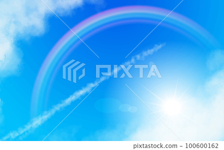 Blue sky, rainbow, sun and clouds 10 Contrail Blue sky, rainbow, sun and clouds 10 Contrail 100600162