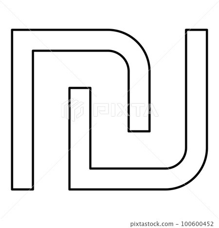 Israeli Shekel currency symbol ILS money nis sign new contour outline line icon black color vector illustration image thin flat style 100600452