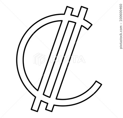Colon sign currency symbol Costa Rican Salvadoran money CRC contour outline line icon black color vector illustration image thin flat style 100600460