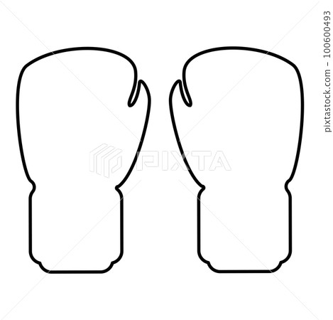 Box gloves pair fist protection equipment sportswear for punch workout sport contour outline line icon black color vector illustration image thin flat style Box gloves pair fist protection equipment sportswear for punch workout sport contour outline line icon black color vector illustration image thin flat style 100600493