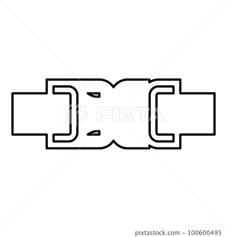 Buckle fastener clasp furniture for clothes system of fast snap join for backpack bag closed contour outline line icon black color vector illustration image thin flat style Buckle fastener clasp furniture for clothes system of fast snap join for backpack bag closed contour outline line icon black color vector illustration image thin flat style 100600495