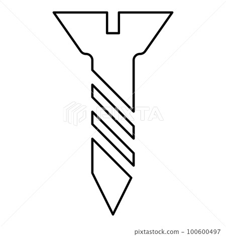 Screw metal wood contour outline line icon black color vector illustration image thin flat style Screw metal wood contour outline line icon black color vector illustration image thin flat style 100600497