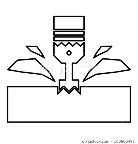 CNC milling machine material metalworking cutter plunger metalwork industry lathe plunge power tool technology tooling carving shavings contour outline line icon black color vector illustration image CNC milling machine material metalworking cutter plunger metalwork industry lathe plunge power tool technology tooling carving shavings contour outline line icon black color vector illustration image 100600498