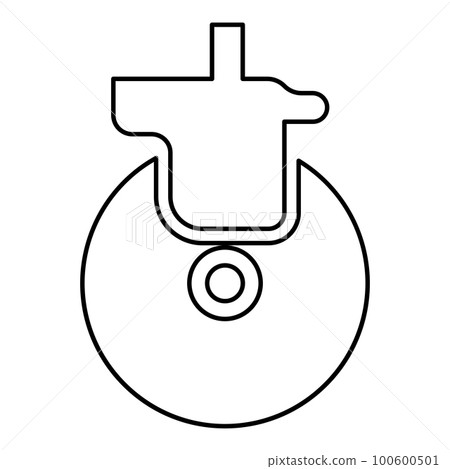 Wheel for furniture caster swivel contour outline line icon black color vector illustration image thin flat style Wheel for furniture caster swivel contour outline line icon black color vector illustration image thin flat style 100600501