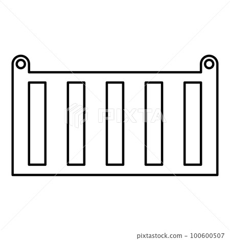 Cargo container shipping shipment storage transport goods products freight box contour outline line icon black color vector illustration image thin flat style Cargo container shipping shipment storage transport goods products freight box contour outline line icon black color vector illustration image thin flat style 100600507