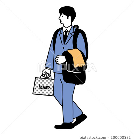 Illustration of a simple walking businessman 100600581