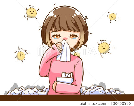 bob hair woman with hay fever 100600590