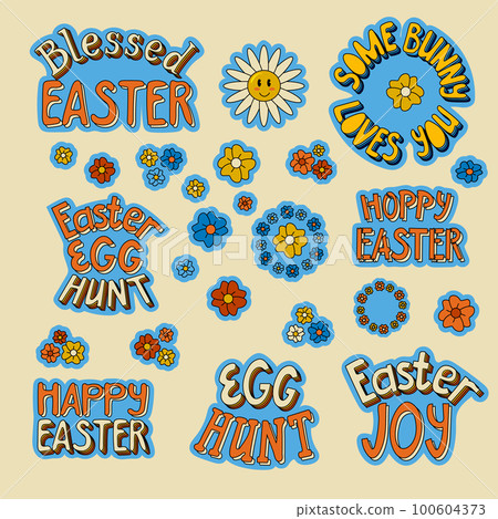 Collection of easter vector nostalgia lettering 100604373