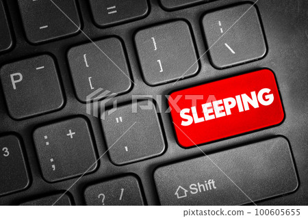 Sleeping text button on keyboard, concept background 100605655