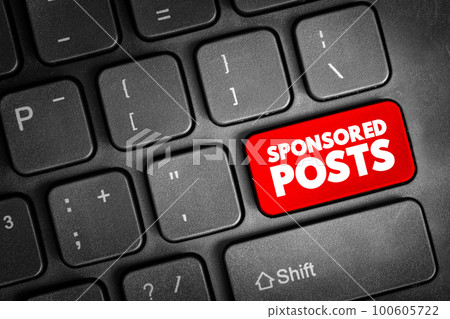 Sponsored Posts - post to any community-driven notification-oriented website, text concept button on keyboard 100605722