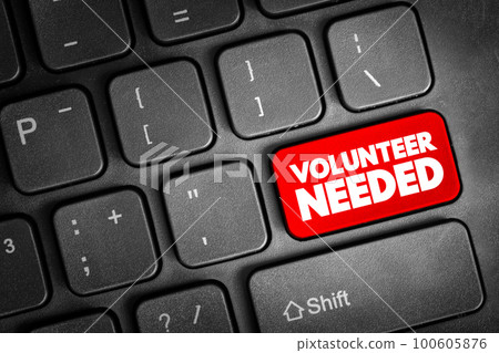 Volunteer Needed text button on keyboard, concept background 100605876