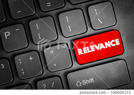 Relevance text button on keyboard, concept background 100606153