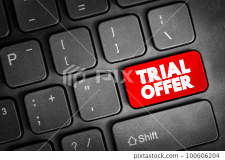 Trial Offer text button on keyboard, concept background 100606204