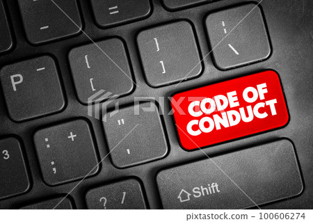 Code Of Conduct text button on keyboard, concept background 100606274