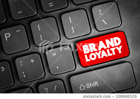 Brand Loyalty text button on keyboard, concept background 100606320