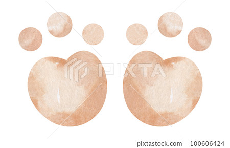 Animal tracks. Animal feet silhouette. Path for walking on the paws of wild animals or footprints. Watercolor footprints. Animal tracks. Animal feet silhouette. Path for walking on the paws of wild animals or footprints. Watercolor footprints. 100606424