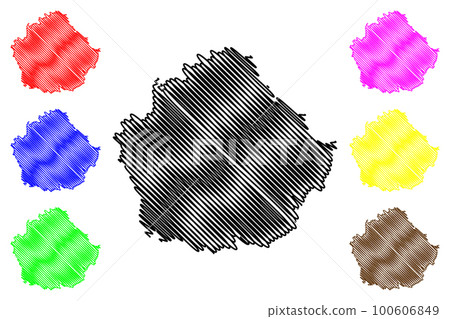 Province of Cuenca (Kingdom of Spain, Autonomous Community Castilla La Mancha or Castile La Mancha) map vector illustration, scribble sketch Cuenca map 100606849