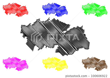 Province of Toledo (Kingdom of Spain, Autonomous Community Castilla La Mancha or Castile La Mancha) map vector illustration, scribble sketch Toledo map Province of Toledo (Kingdom of Spain, Autonomous Community Castilla La Mancha or Castile La Mancha) map vector illustration, scribble sketch Toledo map 100606922