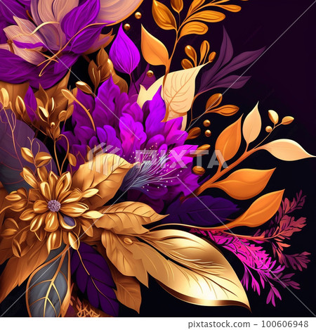 Purple and golden abstract flower Illustration. Purple and golden abstract flower Illustration. 100606948