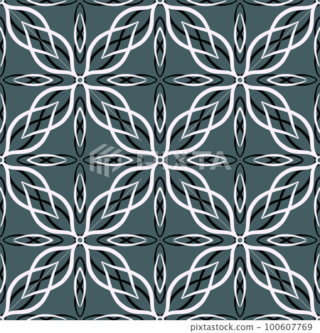 Abstract seamless pattern with mosaic motif tile ornamental lace ornament. Texture for print, fabric, textile, wallpaper. Abstract seamless pattern with mosaic motif tile ornamental lace ornament. Texture for print, fabric, textile, wallpaper. 100607769