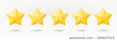 Five stars rating concept. 3d vector isolated on white background Five stars rating concept. 3d vector isolated on white background 100607828
