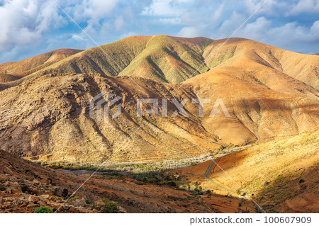 View of the landscape from the Mirador del Risco de Las Penas viewpoint on the island of Fuerteventura 100607909
