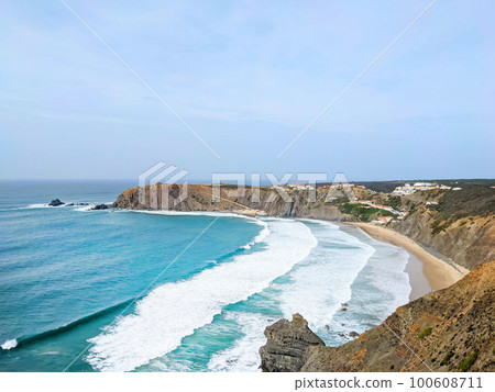 Arrifana beach rocks ocean Portugal Arrifana beach rocks ocean Portugal 100608711