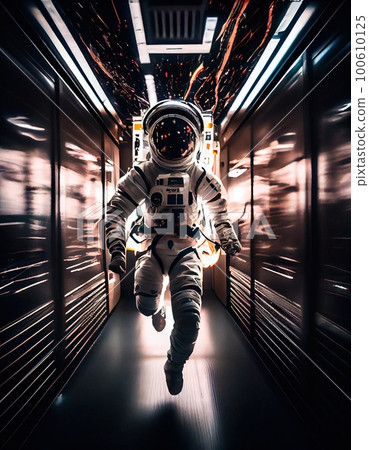 Portrait of an astronaut in a spacesuit. High-tech astronaut from the future. Generative AI Art. 100610125