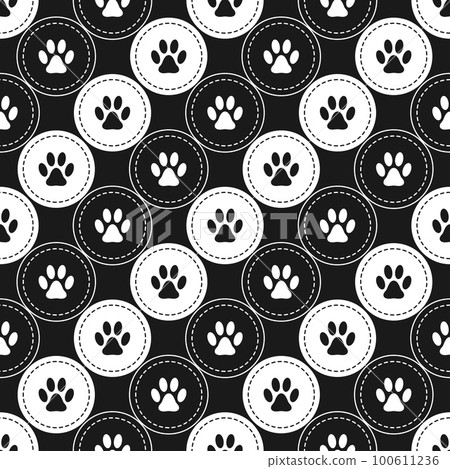 pattern with pet footprints in circles 100611236
