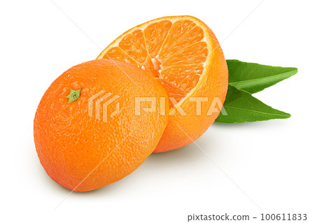 Tangerine or clementine half isolated on white background with full depth of field. Tangerine or clementine half isolated on white background with full depth of field. 100611833