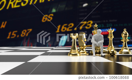 Gold chess and man for Business concept 3d rendering 100618088