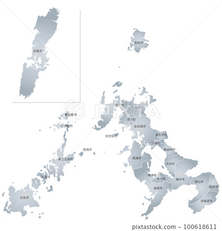 Nagasaki prefecture and municipalities map 100618611