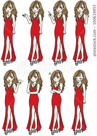 8 types of red dress hostesses (whole body) 8 types of red dress hostesses (whole body) 100619955