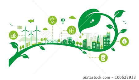 考慮生態、生態、自然和環境保護的城市生活形象插圖 考慮生態、生態、自然和環境保護的城市生活形象插圖 100622938