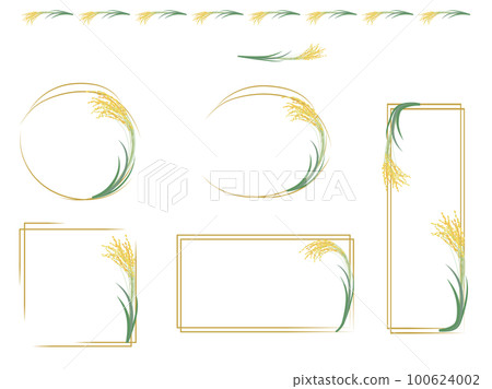 水稻耳朵邊界，框架集矢量圖 100624002